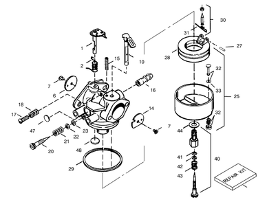 Carburetor Tecumseh No. 632334a Diagram and Parts List for 38543 7900001 - 7999999 Toro Snow Blower