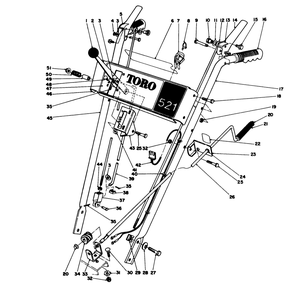 Handle Assembly Diagram and Parts List for 38052 6000001 - 6999999 Toro Snow Blower