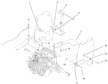 Cruise Control Assembly Diagram and Parts List for 72115 9900001 - 9999999 Toro Lawn Tractor