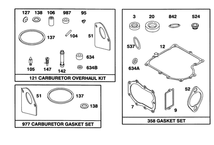 Engine Briggs & Stratton Model 286707-0452-01 Diagram and Parts List for 71203 3900001 - 3999999 Toro Lawn Tractor