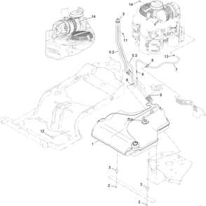Fuel System Assembly Diagram and Parts List for 72965 414086139 - 999999999 Toro Lawn Tractor