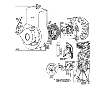 Rewind Starter Assembly Diagram and Parts List for 58114 5000001 - 5999999 Toro Tiller