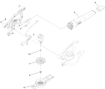 Impeller And Tube Assembly Diagram and Parts List for 51618 317000001 - 317181180 Toro Leaf Blower / Vacuum