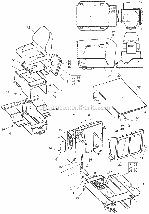 Chassis, Hood And Cover Assembly Diagram and Parts List for 2011  Toro Lawn Tractor Accessories