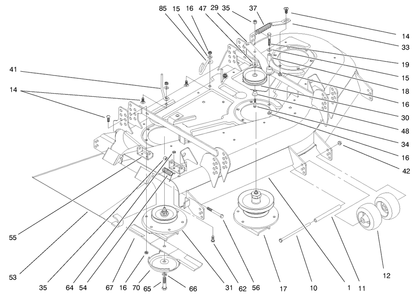 Deck And Spindle Assembly Diagram and Parts List for 30151 990001 - 999999 Toro Lawn Mower