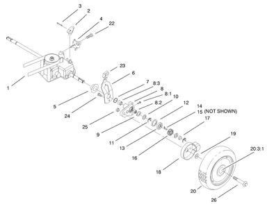 Gear Case & Wheel Assembly Diagram and Parts List for 20044 99000001 - 99999999 Toro Lawn Mower