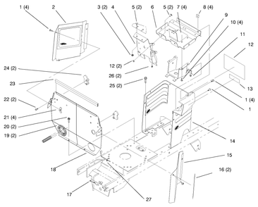 Hoodstand And Firewall Diagram and Parts List for 72102 7900001 - 7999999 Toro Lawn Tractor
