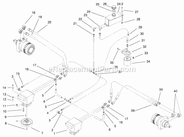 Hydraulic System Assembly Diagram and Parts List for 74179 210000001-210999999 Toro Lawn Mower