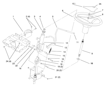Steering Wheel And Tilt Diagram and Parts List for 72110 8900600 - 8999999 Toro Lawn Tractor