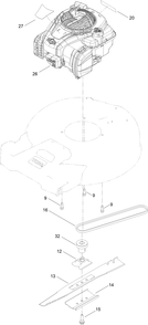 Engine And Blade Assembly Diagram and Parts List for 21321 400000000 - 999999999 Toro Lawn Mower