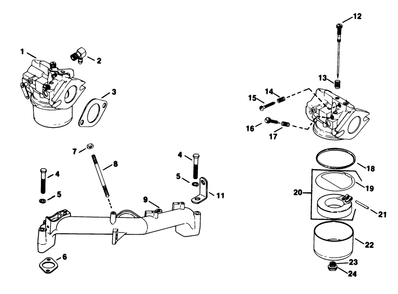 Carburetor-Engine Kohler Model No. Kt17qs Type No. 24324 Diagram and Parts List for 30754 60402 - 69999 Toro Lawn Tractor