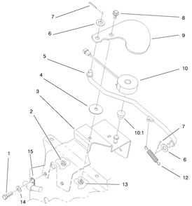 Cruise Control Assembly Diagram and Parts List for 73540 8900001 - 8999999 Toro Lawn Tractor