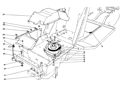 Clutch & Pulley Assembly Diagram and Parts List for 57356 5000001 - 5999999 Toro Lawn Tractor