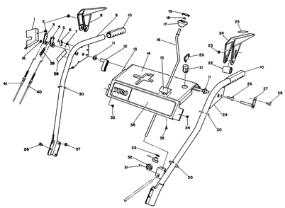 Handle Assembly Diagram and Parts List for 38510 1000001 - 1999999 Toro Snow Blower