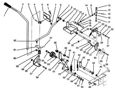 Clutch, Brake Motion Control Linkage Diagram and Parts List for 73401 5901261 - 5999999 Toro Lawn Tractor