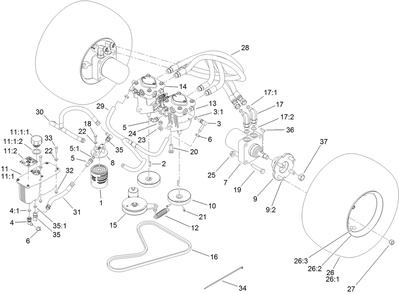 Traction Drive Assembly Diagram and Parts List for 74534TE (312000001-312999999)(2012) Toro Lawn Mower