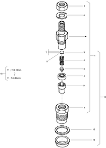 Nozzle Holder Assembly Diagram and Parts List for 74264TE (310000001-310999999)(2010) Toro Lawn Mower