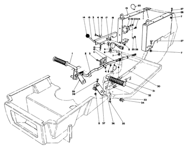 Brake & Clutch Pedal Assembly Diagram and Parts List for 57357 3000001 - 3999999 Toro Lawn Tractor