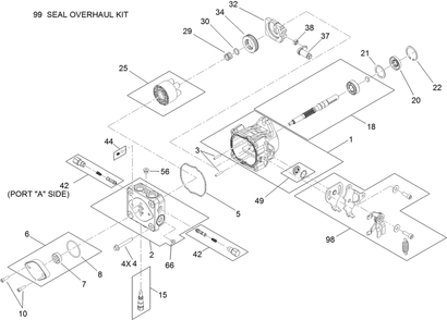 Hydraulic Pump Assembly 1 Diagram and Parts List for 74536TE 400000000-404329999 Toro Lawn Mower