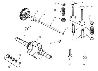 Camshaft, Crankshaft And Valves Diagram and Parts List for 73362 6900001 - 6999999 Toro Lawn Tractor