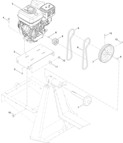 Engine And Belt Assembly Diagram and Parts List for 68008 400000000 - 401999999 Toro Cement Mixer