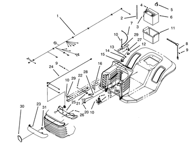 Electrical Assembly Diagram and Parts List for 71202 5900001 - 5999999 Toro Lawn Tractor
