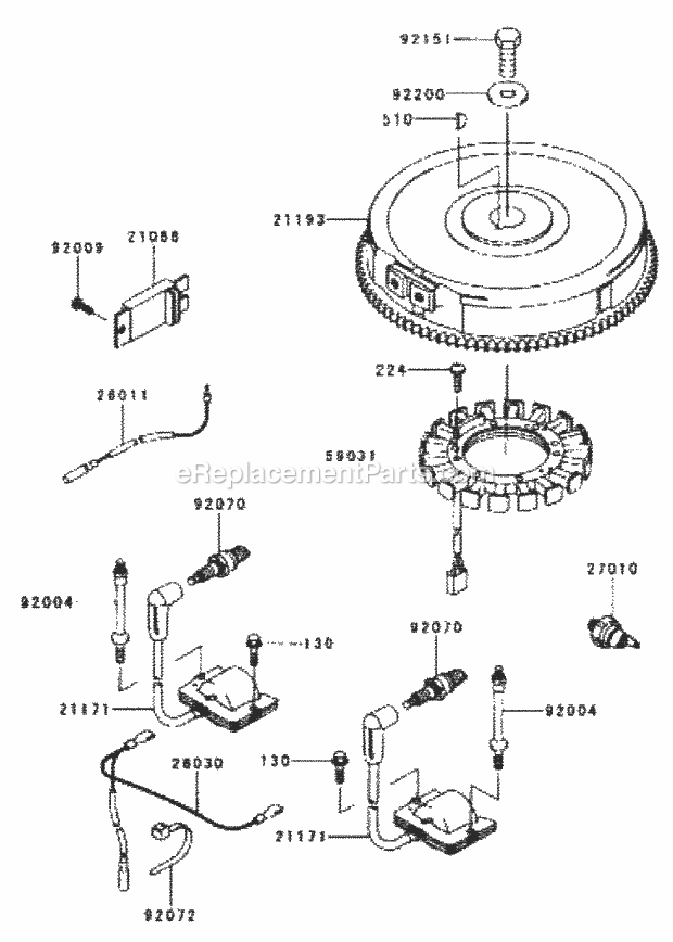 Electric-Equipment Assembly Kawasaki Fh601v-S Diagram and Parts List for 74179 210000001-210999999 Toro Lawn Mower