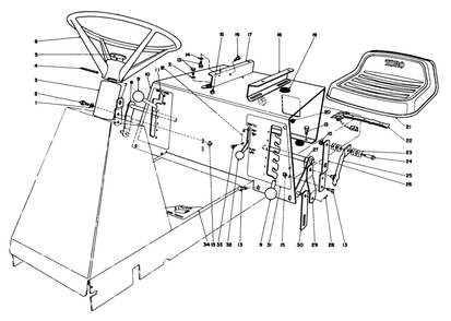 Seat & Steering Wheel Assembly Diagram and Parts List for 56138 4000001 - 4999999 Toro Lawn Tractor