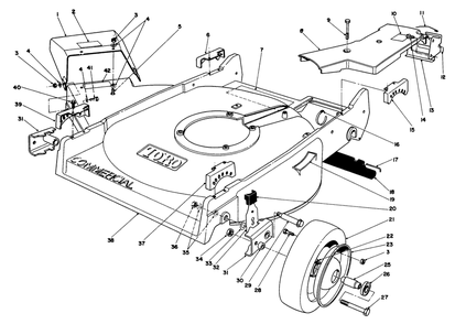 Housing Assembly Diagram and Parts List for 22700 1000001 - 1999999 Toro Lawn Mower