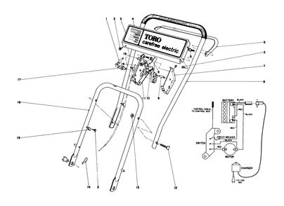 Handle Assembly Diagram and Parts List for 17005 7000001 - 7999999 Toro Lawn Mower