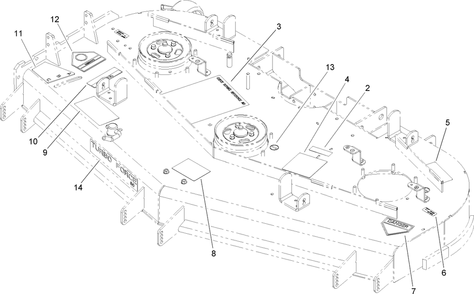 Deck Decal Assembly Diagram and Parts List for 74268 (250000001-250999999)(2005) Toro Lawn Mower