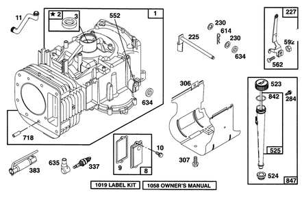 Engine Briggs & Stratton Model 28n777-0174-01 Diagram and Parts List for 71193 6900001 - 6999999 Toro Lawn Tractor