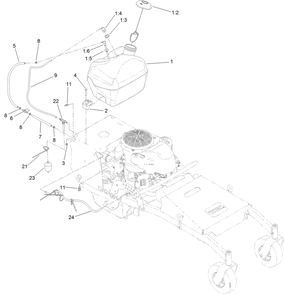 Fuel System Assembly Diagram and Parts List for 44410 406814864-407699999 Toro Lawn Mower