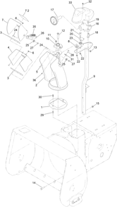 Chute Assembly Diagram and Parts List for 38860 414000000 - 999999999 Toro Snow Blower