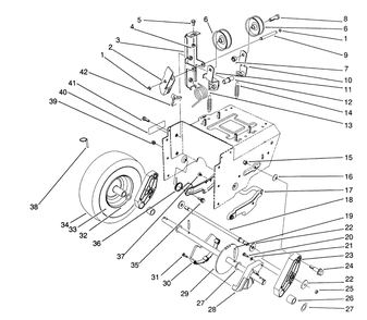 Traction Drive Assembly Diagram and Parts List for 38570 1000001 - 1999999 Toro Snow Blower