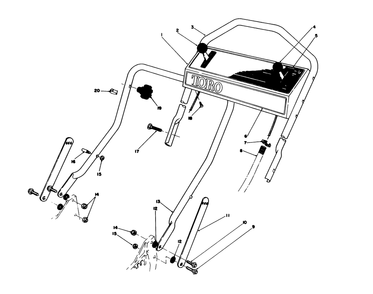 Handle Assembly Diagram and Parts List for 20627C 6000001 - 6999999 Toro Lawn Mower