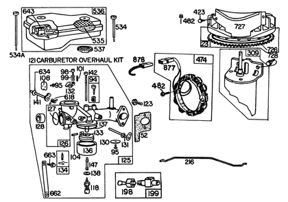 Engine Briggs & Stratton Model 252707-0223-01, Engine Briggs & Stratton 252707-0177-01 (Model 57360) Diagram and Parts List for 57300 1000001 - 1999999 Toro Lawn Tractor