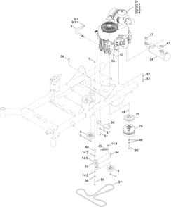 Engine, Clutch And Muffler Assembly Diagram and Parts List for 77292TE 408875659-409999999 Toro Lawn Tractor