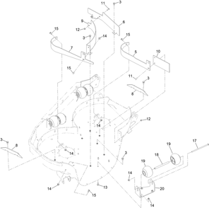 Rh Wing Deck Baffle And Roller Assembly Diagram and Parts List for 72144 413000000 - 999999999 Toro Lawn Tractor