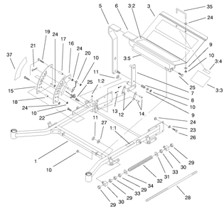 Front Frame Assembly Diagram and Parts List for 74205 990001 - 999999 Toro Lawn Tractor
