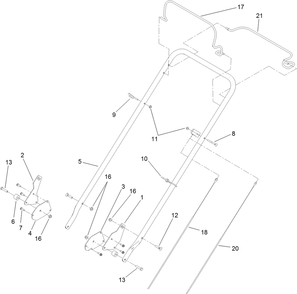 Handle Assembly Diagram and Parts List for 22186TE (311000001-311999999)(2011) Toro Lawn Mower