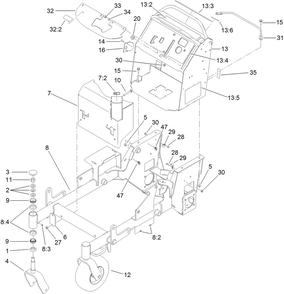 Main Frame Assembly Diagram and Parts List for 74534TE (312000001-312999999)(2012) Toro Lawn Mower