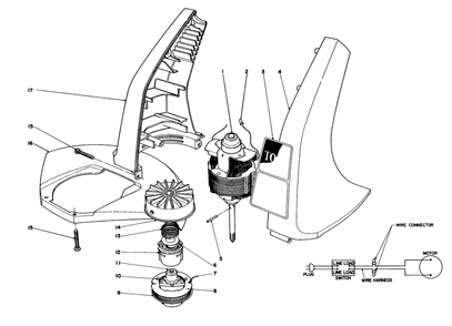 Motor And Housing Assembly Diagram and Parts List for 51318 3000001 - 3999999 Toro Trimmer