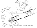 Drive Belt And Pulleys Diagram and Parts List for 31-10K802 1000001-1999999 - 1991 Toro Lawn Tractor