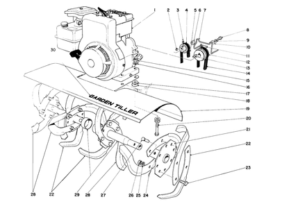 Tine And Engine Assembly Diagram and Parts List for 58210 2000001 - 2999999 Toro Tiller