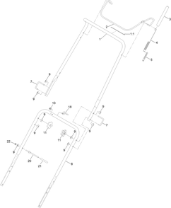 Handle Assembly Diagram and Parts List for 38756 409200000 - 411799999 Toro Snow Blower