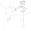 Vacuum Tube And Bag Assembly Diagram and Parts List for 51557 69000001-69999999 - 1996 Toro Leaf Blower / Vacuum
