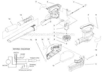Blowervac Assembly Diagram and Parts List for 51566 200000001-2009999992000 Toro Leaf Blower / Vacuum