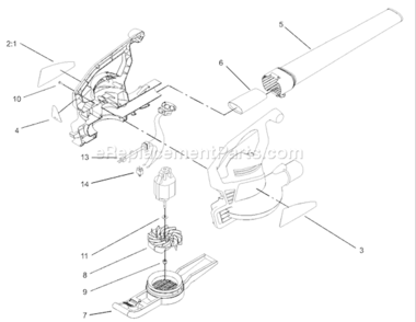 BlowerVac Assembly Diagram and Parts List for 51569 260000001-2609999992006 Toro Leaf Blower / Vacuum