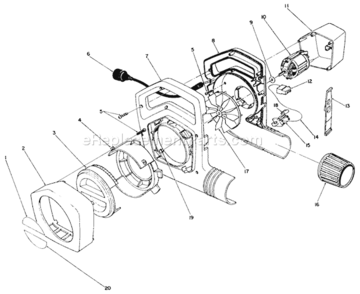 Blower Assembly Diagram and Parts List for 51570 1000001-19999991991 Toro Leaf Blower / Vacuum